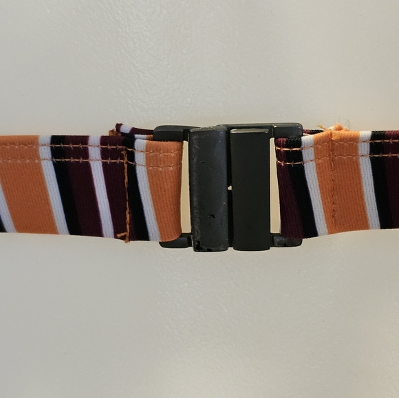 Daze Dayz SUNSET Orange Striped BIKINI SET Bralette High Waisted Bottom Medium - Picture 7 of 10